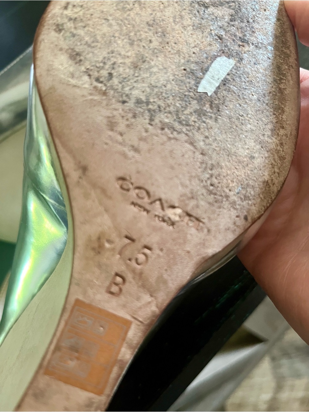 Coach Iridescent Silver Pointed-Toe Slingback Wedges - Picture 10 of 11